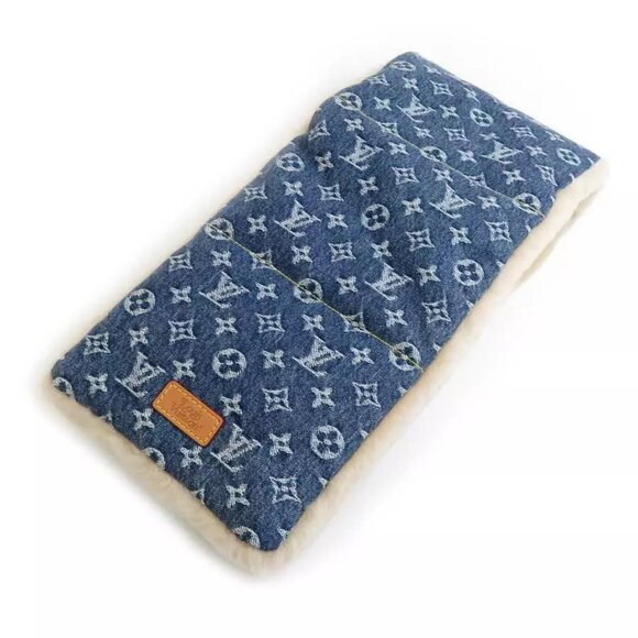 Auth LOUIS VUITTON x NIGO Monogram Denim Muffler Scarf Blue/Beige - Picture 1 of 8